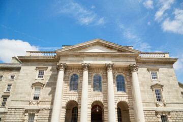 The exterior of Trinity College in Dublin, Ireland