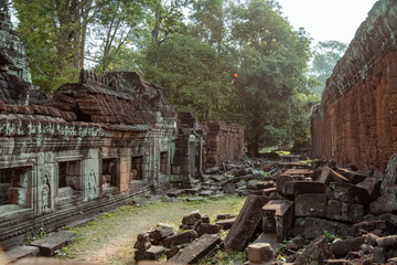 Collapsed walls inside Angkor Wat