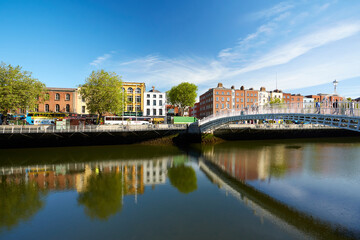 The Ha'penny bridge in Dublin City, Ireland
