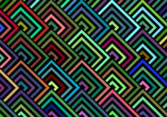 An abstract background consisting of multicolored squares and rhombuses