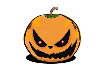 Scary halloween pumpkin isolated on white background