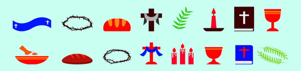 set of christian cartoon icon design template with various models. vector illustration isolated on blue background