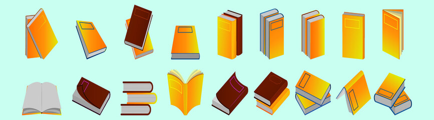 set of books cartoon icon design template with various models. vector illustration isolated on blue background