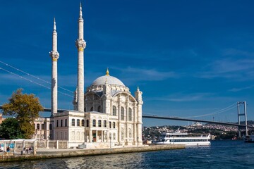 Istanbul, Turkey. Ortakoy Mosque on a sunny summer day