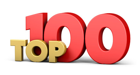 Top hundred. Top 100 3d illustration on white background.