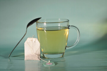 sweet hot aromatic tea in winter