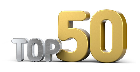Top fifty. Top 50 3d illustration on white background.