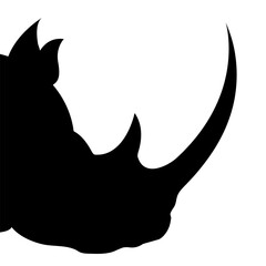 Black silhouette of a rhino head. The herbivore of Africa. Vector isolated illustration.