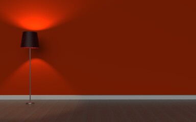 Red Wall with Lamp
