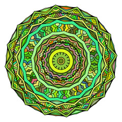 Colored mandal on the white background.Vector
