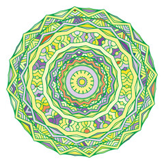 Colored mandal on the white background.Vector