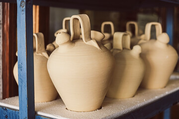 Fototapeta na wymiar Spanish ceramic vessel called the “Botijo”