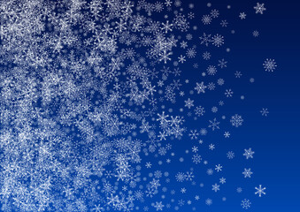 Gray Snowfall Vector Blue Background. New 