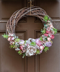Beautiful floral Easter wreath © FrankBoston