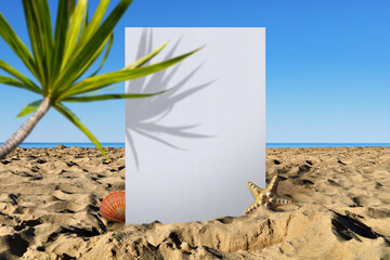 A3 Poster Beach Sea Sand Nature Front View Mockup