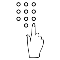 Obraz premium Hand index finger shows mobile phone buttons. Isolated vector icon.