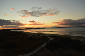 Sunset over the wildlife park and stunning Valdes Peninsula in Argentina