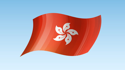 Hong Kong flag state symbol isolated on background national banner. Greeting National Independence Day Hong Kong special administrative region of China. Illustration banner realistic state flag HKSAR.