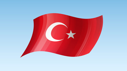 Turkey flag state symbol isolated on background national banner. Greeting card National Independence Day of the republic of Turkey. Illustration banner with realistic state flag.