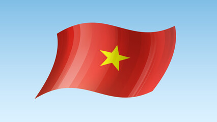 Vietnam flag state symbol isolated on background national banner. Greeting card National Independence Day of the Socialist Republic of Vietnam. Illustration banner with realistic state flag of SRV.