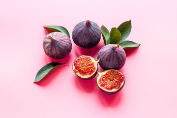 Fresh ripe figs. Mediterranean fruit, top view