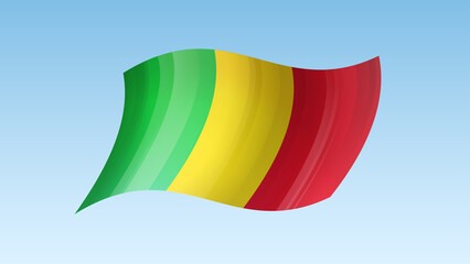 Fototapeta na wymiar Mali flag state symbol isolated on background national banner. Greeting card National Independence Day of the Republic of Mali. Illustration banner with realistic state flag.