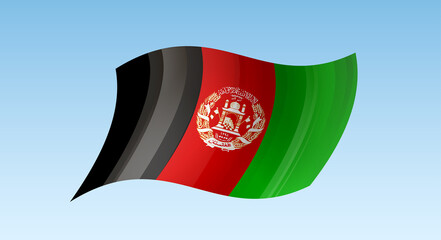 Afghanistan flag state symbol isolated on background national banner. Greeting card National Independence Day of the Islamic Republic of Afghanistan. Illustration banner with realistic state flag.