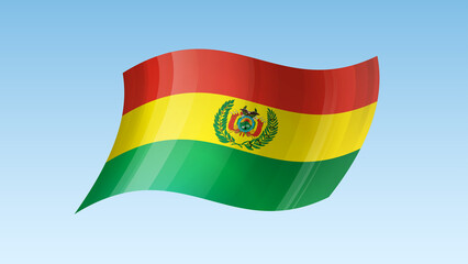 Bolivia flag state symbol isolated on background national banner. Greeting card National Independence Day of the Plurinational State of Bolivia. Illustration banner with realistic military flag.