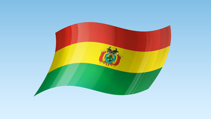 Bolivia flag state symbol isolated on background national banner. Greeting card National Independence Day of the Plurinational State of Bolivia. Illustration banner with realistic state flag.