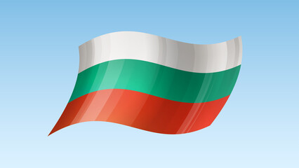 Bulgaria flag state symbol isolated on background national banner. Greeting card National Independence Day of the Republic of Bulgaria. Illustration banner with realistic state flag.