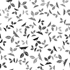 Black Plant icon isolated seamless pattern on white background. Seed and seedling. Leaves sign. Leaf nature. Vector Illustration.