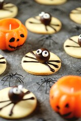 Halloween spider cookies cute treats for halloween kids party.