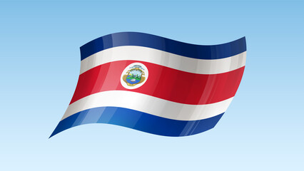 Costa Rica flag state symbol isolated on background national banner. Greeting card National Independence Day of the Republic of Costa Rica. Illustration banner with realistic state flag.