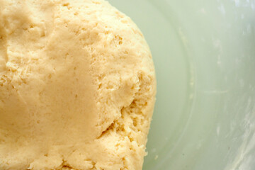 close-up freshly kneaded pastry dough, pastry dough,