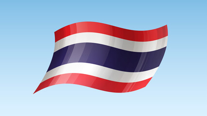 Thailand flag state symbol isolated on background national banner. Greeting card National Independence Day of the Kingdom of Thailand. Illustration banner with realistic state flag.