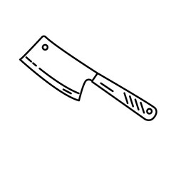 Meat knife. Vector outline icon. Isolated on white.