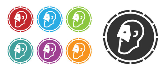 Black Ancient coin icon isolated on white background. Set icons colorful. Vector.