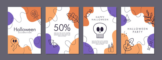 Set of abstract creative cover template for halloween. Halloween celebration vector illustration.