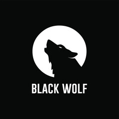 black wolf logo vector illustration, Design element for logo, poster, card, banner, emblem, t shirt. Vector illustration © SATURA