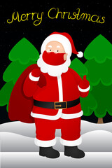 Christmas card. Santa Claus in face mask. Vertical. Vector illustration.