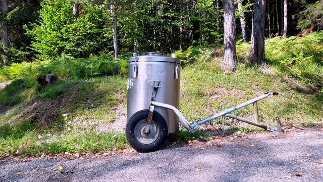 Stainless Steel Milk Container on Wheels