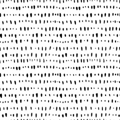 Fototapeta na wymiar Short vertical lines hand drawn seamless pattern. Black and white simple vector confetti pattern with abstract dashes and lines. Horizontal dotted stripes. Grunge dash stain background for textile
