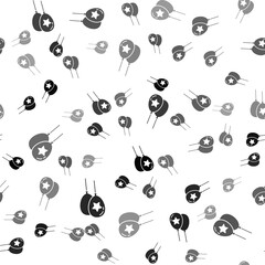 Black Balloons with ribbon icon isolated seamless pattern on white background. Happy Easter. Vector.