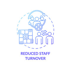 Reduced staff turnover concept icon. Gender diversity policy benefits. Cooperetion guide. Team working organizing tutorial idea thin line illustration. Vector isolated outline RGB color drawing