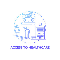 Access to healthcare concept icon. Gender gap criteria problem. Getting best body treatment. Health improvement idea thin line illustration. Vector isolated outline RGB color drawing