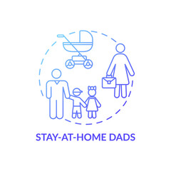 Stay at home dads concept icon. Changing gender roles. Working from house job types. Money accounts mananging idea thin line illustration. Vector isolated outline RGB color drawing
