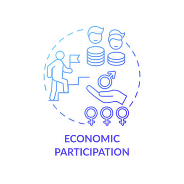 Economic Participation Concept Icon. Gender Gap Criteria. Money Mananging Advices. Accounts Controling Guides Idea Thin Line Illustration. Vector Isolated Outline RGB Color Drawing