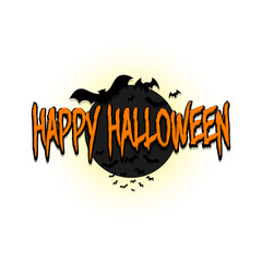 Happy halloween. Bats on the background of the moon. Design template for banner, poster, greeting card, flyer, party invitation. Vector illustration