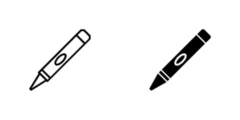 02. set of crayon icon vector, line and solid pictogram isolated on white. crayon symbol illustration.