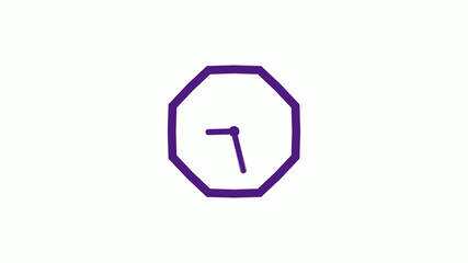 Counting down 12 hours clock icon on white background, Purple dark counting down clock icon on white background